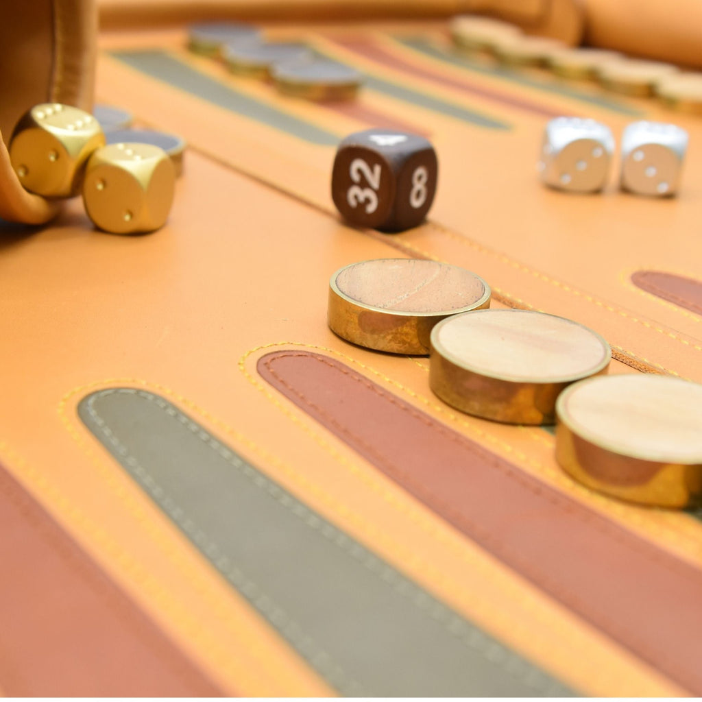 Roll up Backgammon Leather Ochre Yellow