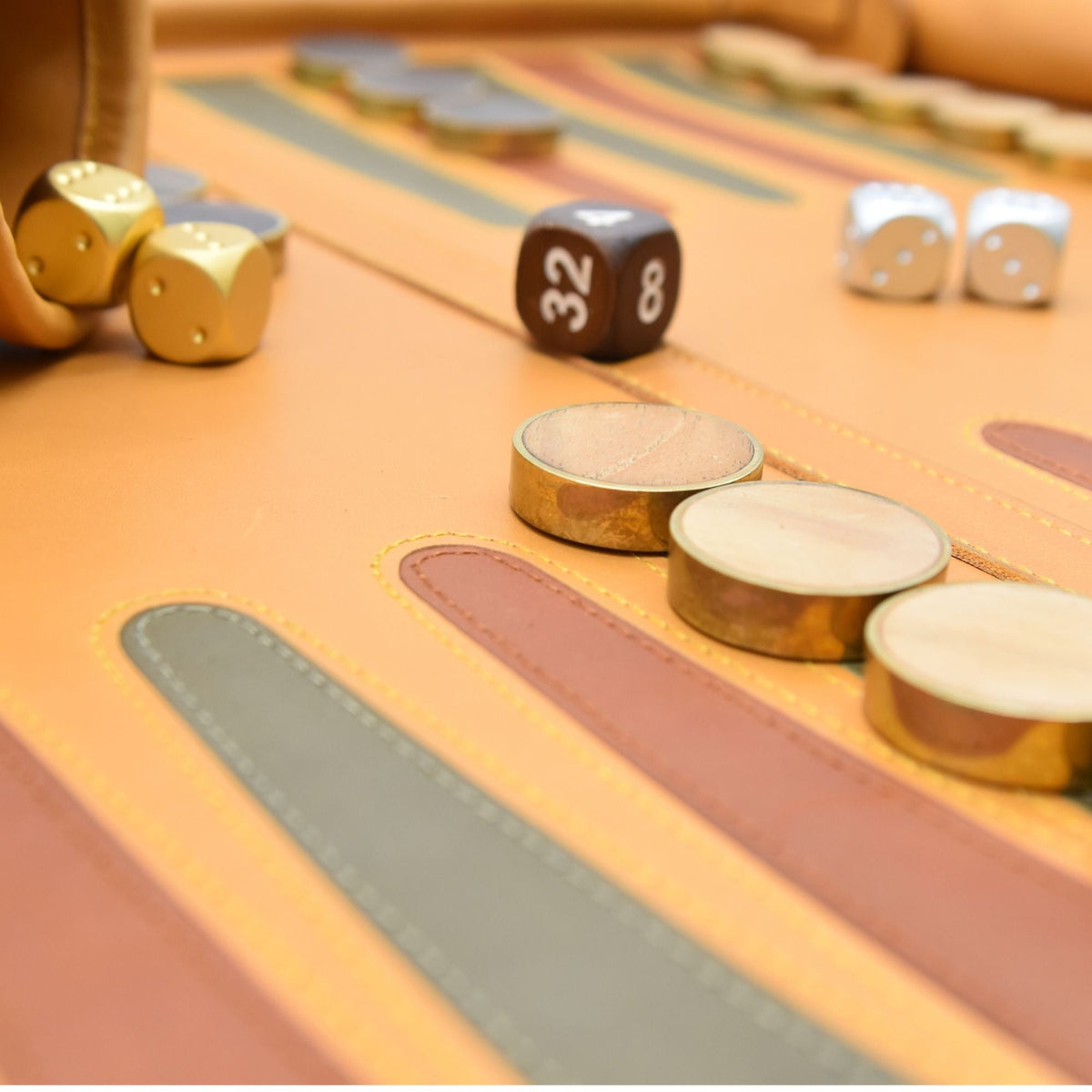 Roll up Backgammon Leather Ochre Yellow