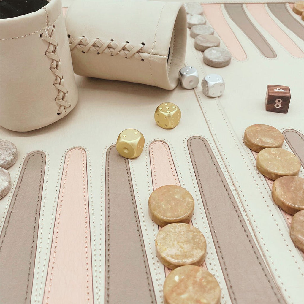 Roll Up Backgammon Leather Cream