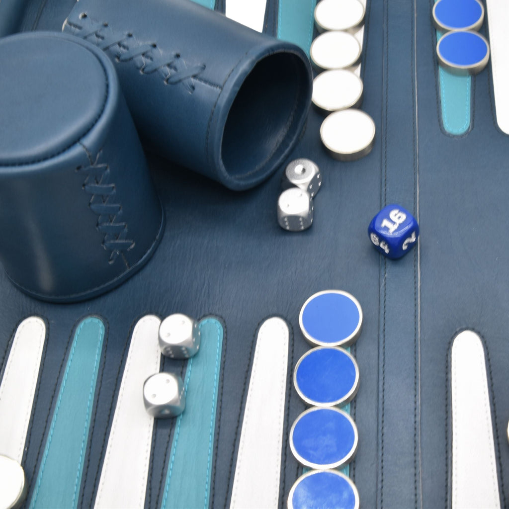 Roll Up Backgammon Leather Dark Blue