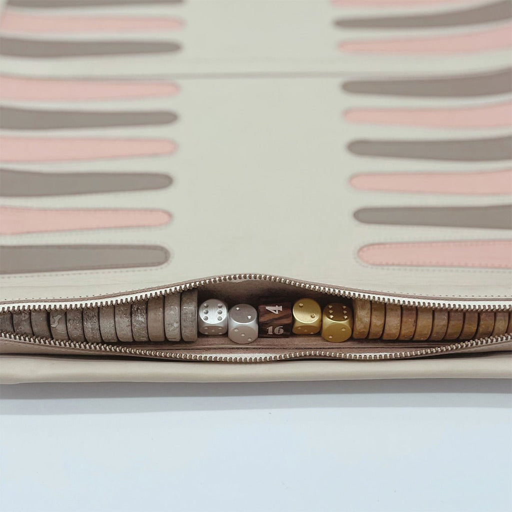 Roll Up Backgammon Leather Cream