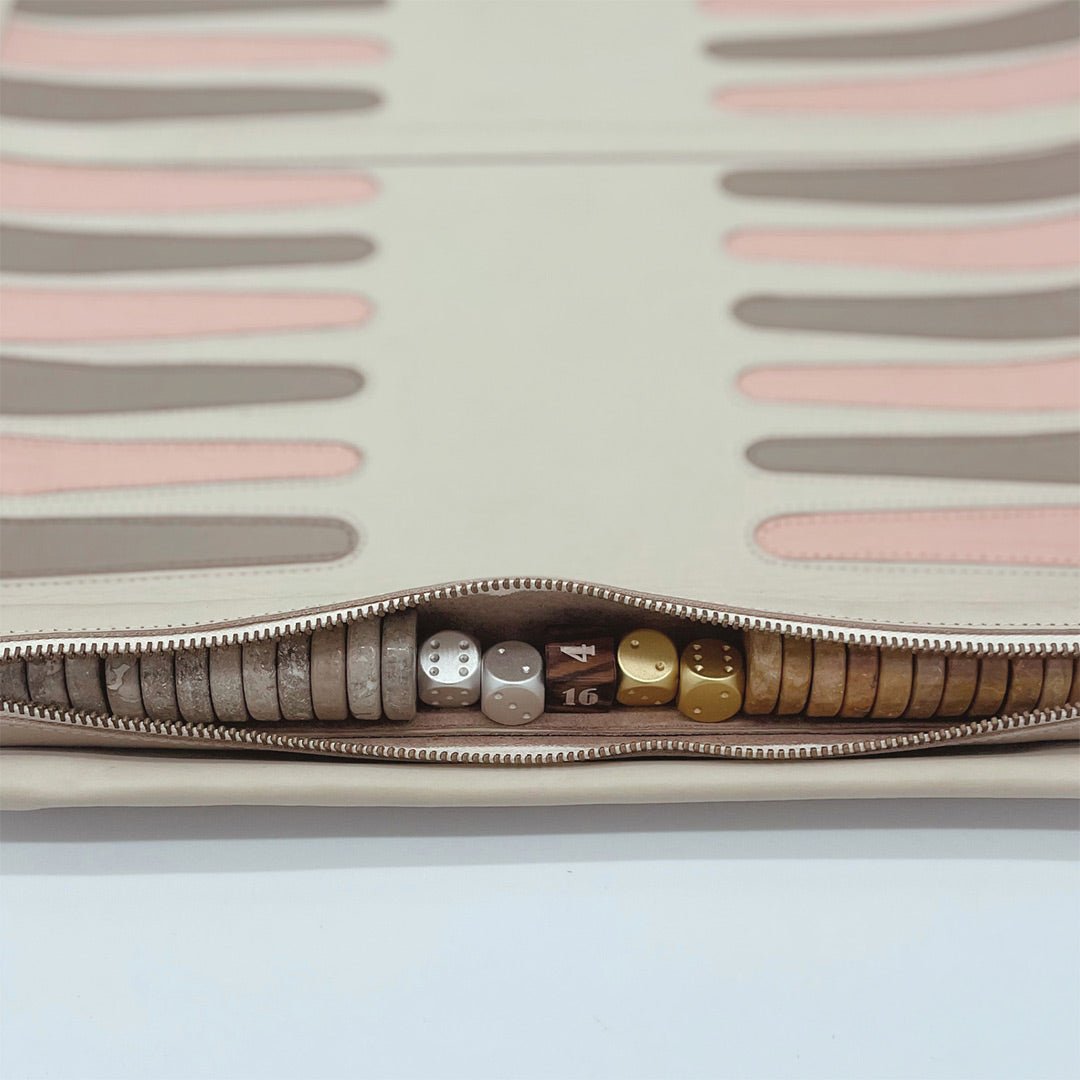 Roll Up Backgammon Leather Cream