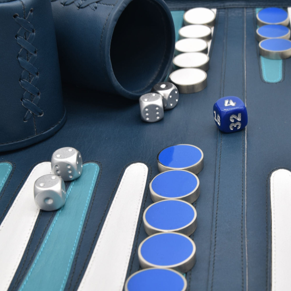 Roll Up Backgammon Leather Dark Blue