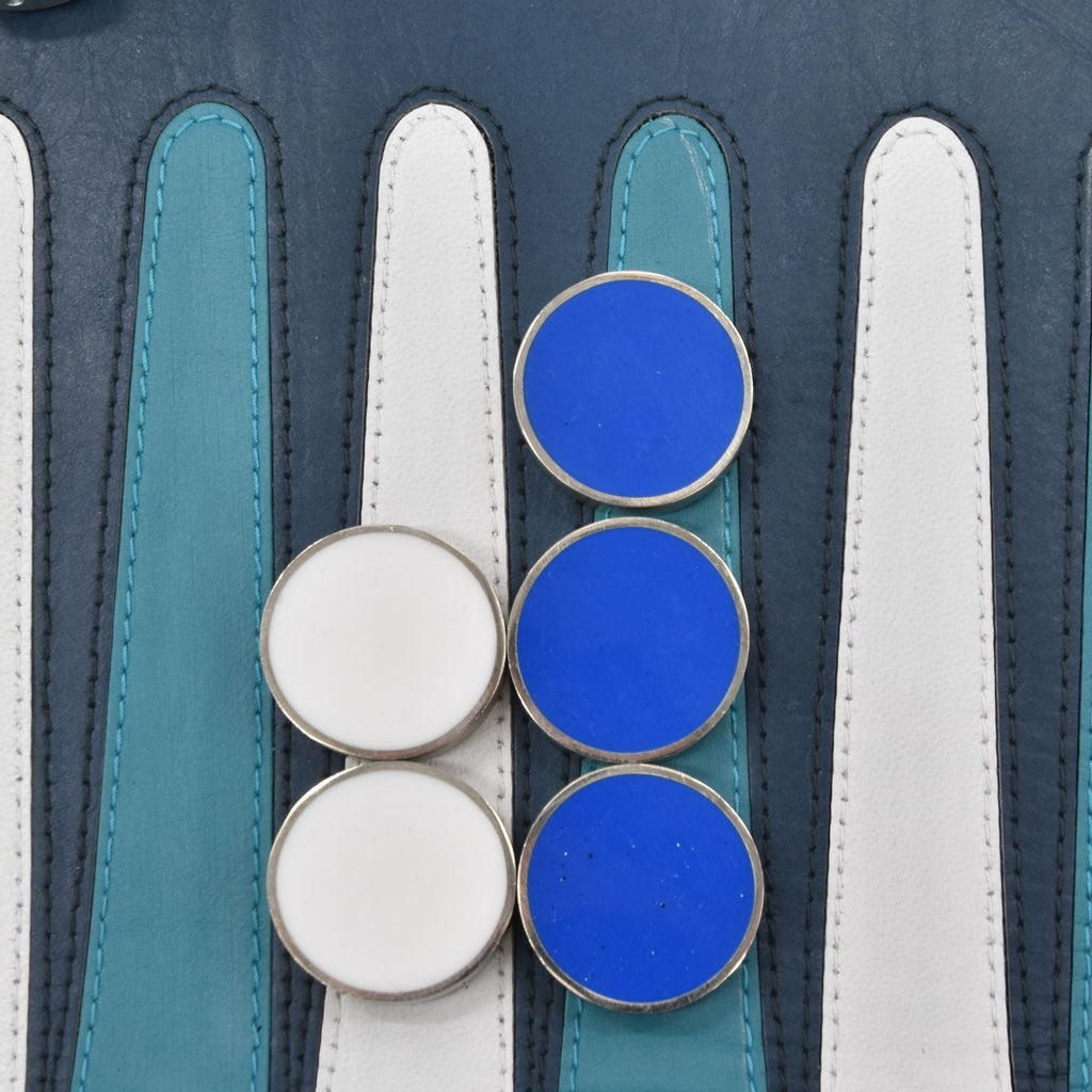 Roll Up Backgammon Leather Dark Blue