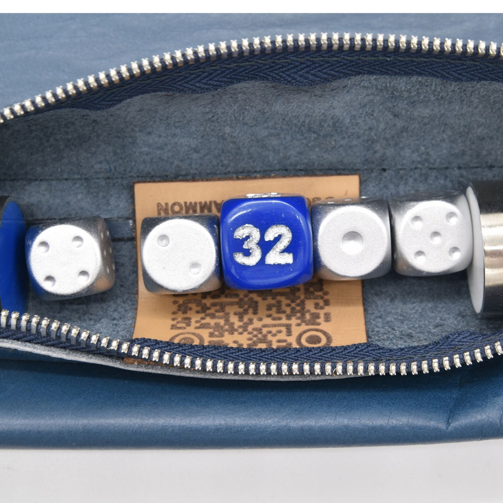Roll Up Backgammon Leather Dark Blue