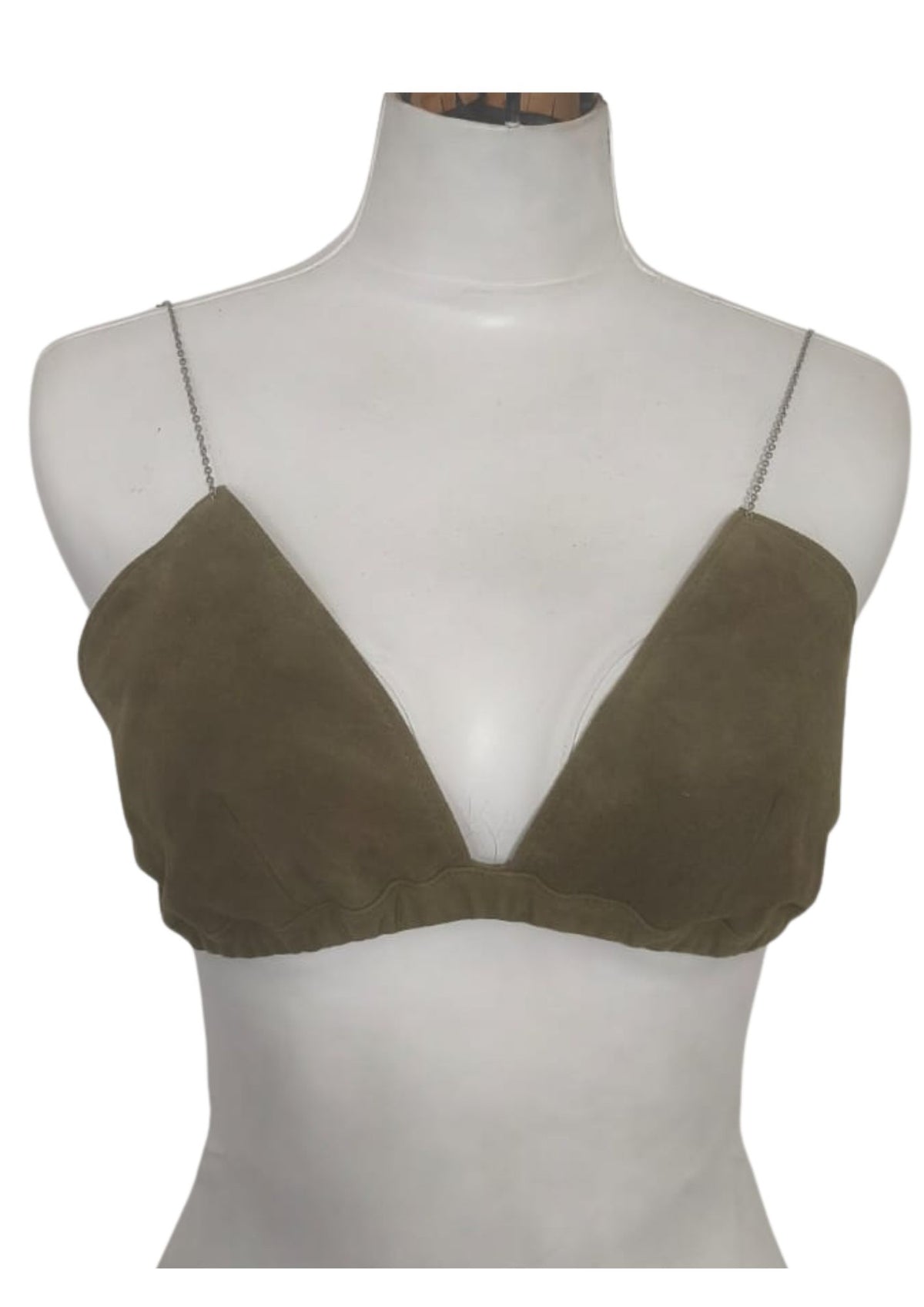 VELMA | GREEN | LEATHER BRA