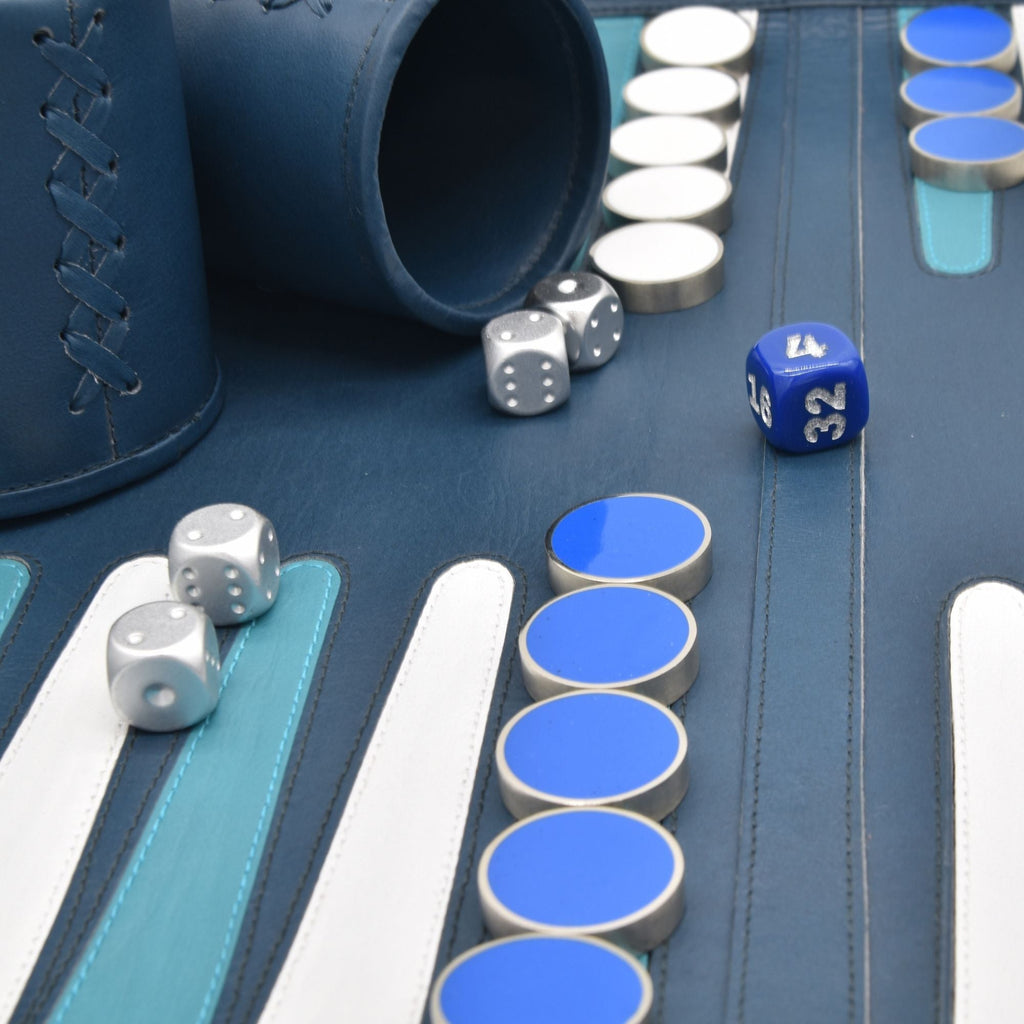 Roll Up Backgammon Leather Dark Blue