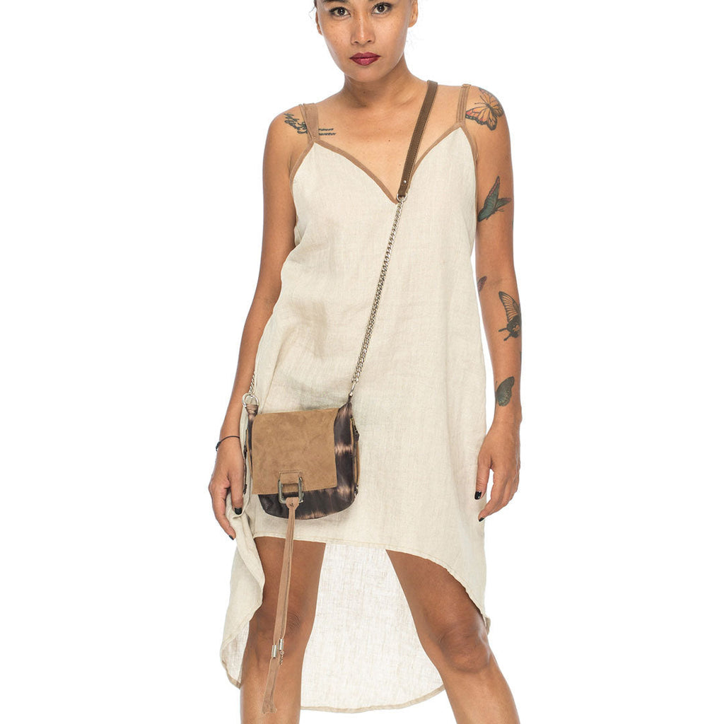 Kenzha | Open Back Linen Midi Dress Tan - Patricia Bos