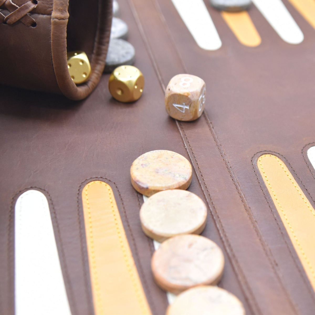 Roll Up Backgammon Leather Brown