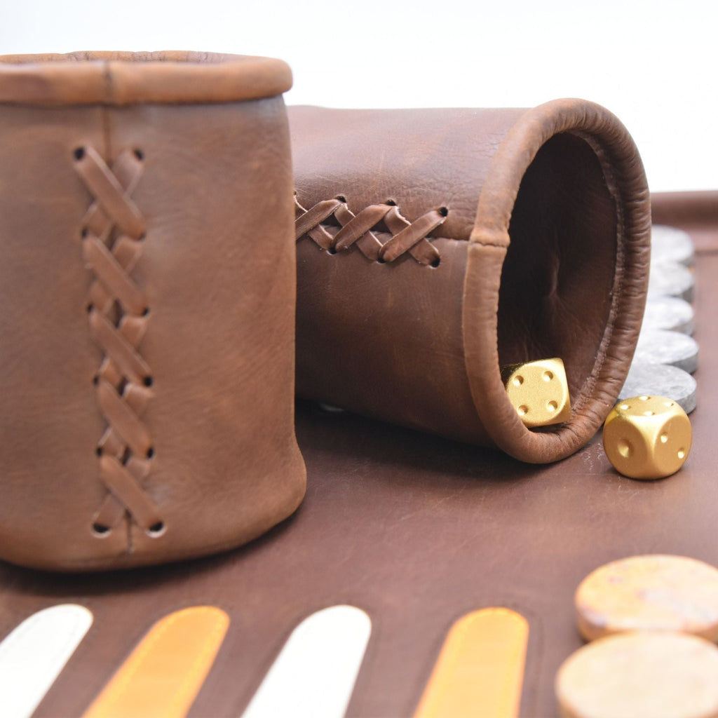 Roll Up Backgammon Leather Brown