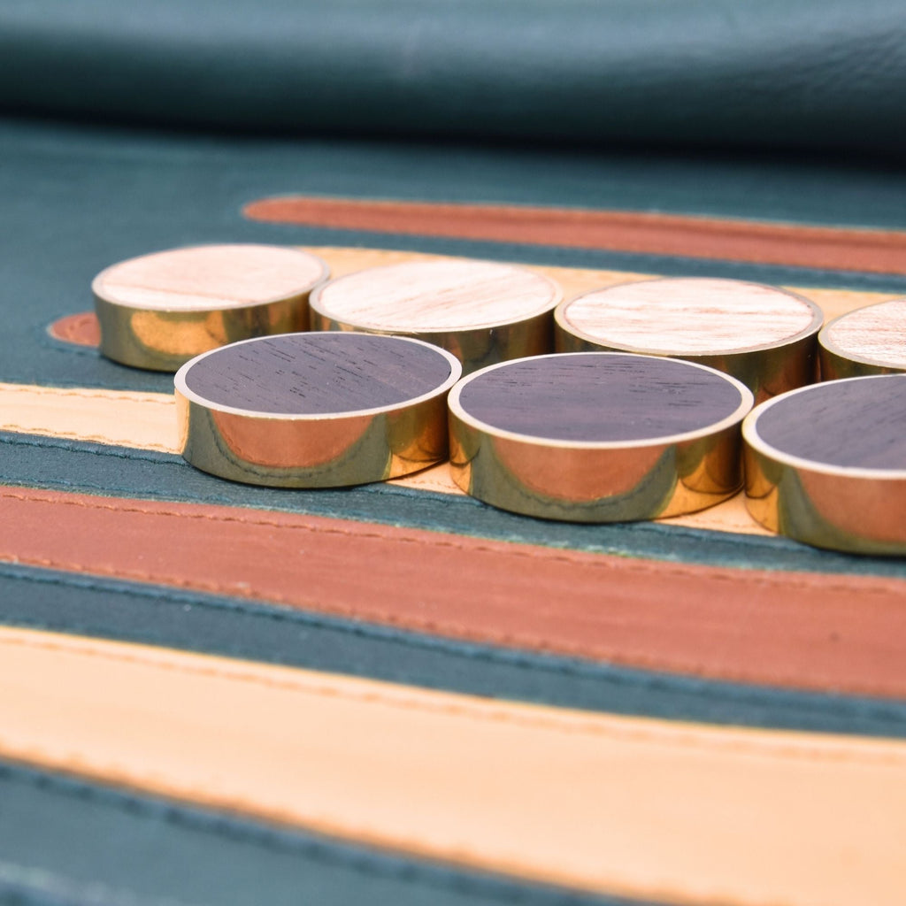 DOLLAR BILL GREEN WITH WOOD BRASS RINGED CHECKERS