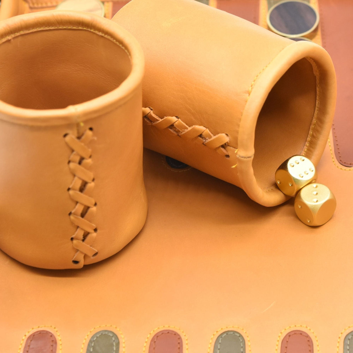 Roll up Backgammon Leather Ochre Yellow