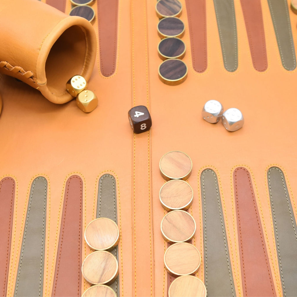 Roll up Backgammon Leather Ochre Yellow