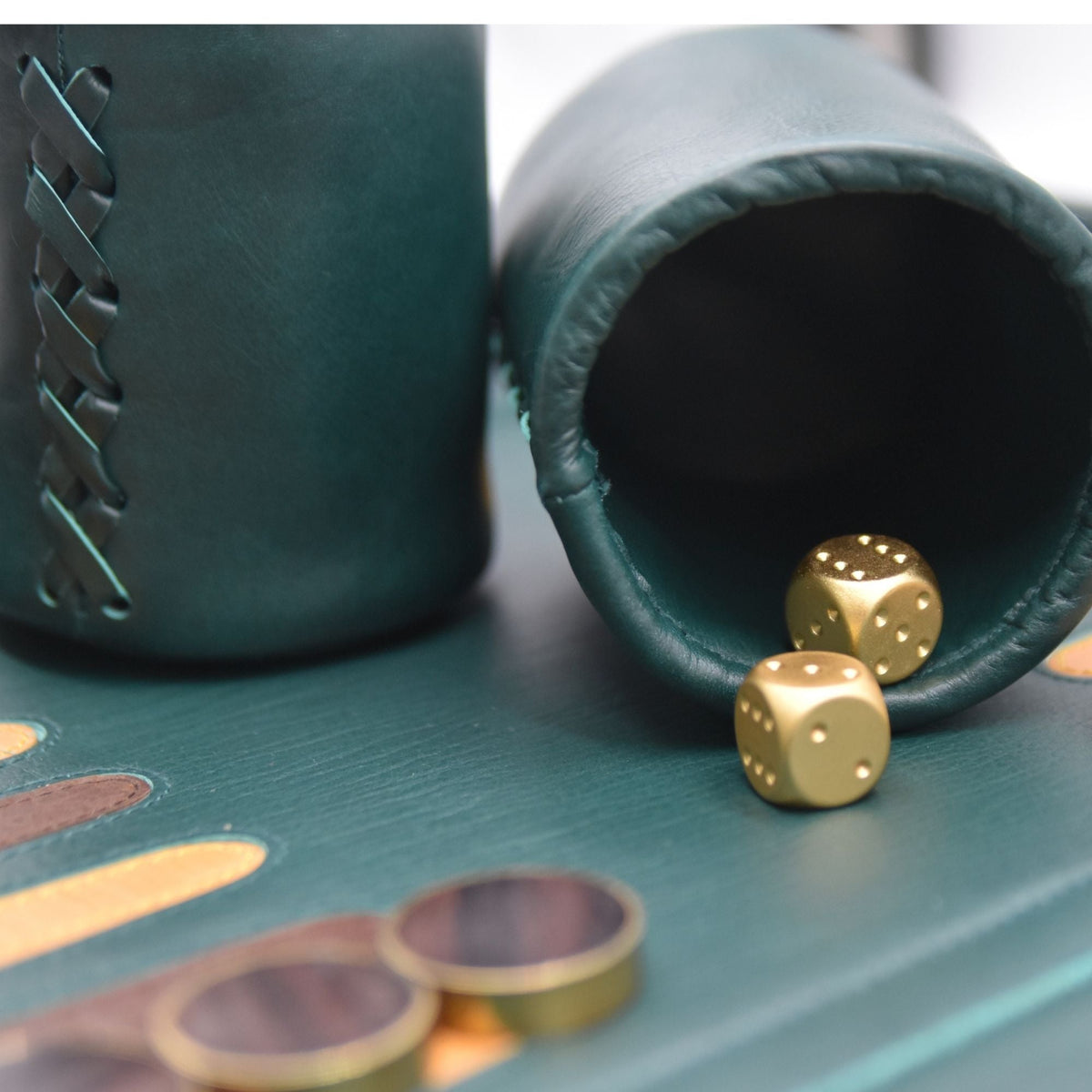 DOLLAR BILL GREEN WITH WOOD BRASS RINGED CHECKERS
